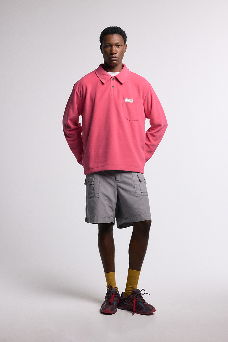 Fleece Rugby Polo - Pink - hover