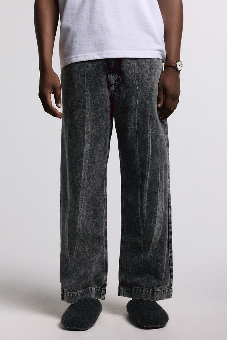 Washed Black Twill Pants