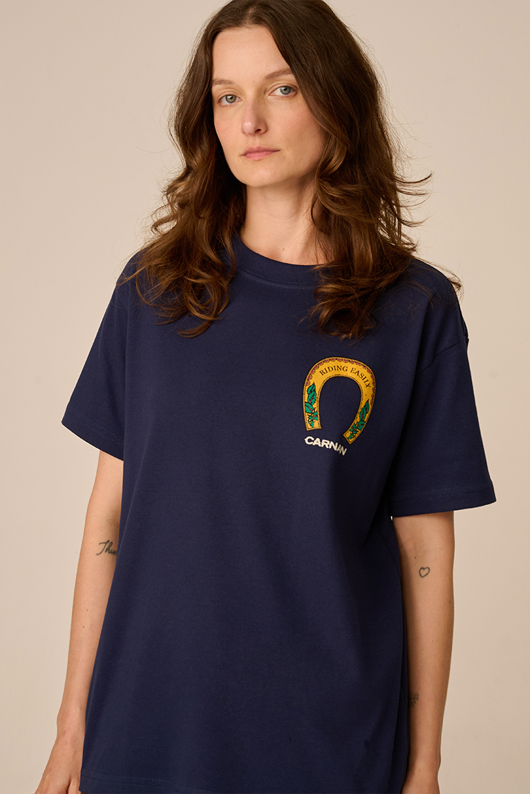 Horses Painting Heavy T-shirt - Navy