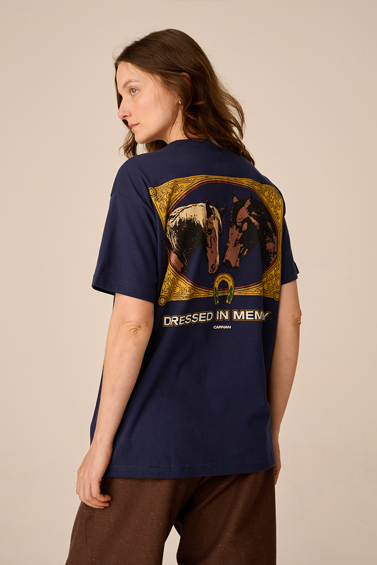 Horses Painting Heavy T-shirt - Navy