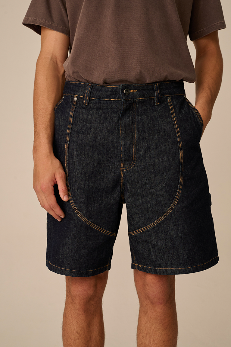 Double Knee Denim Shorts