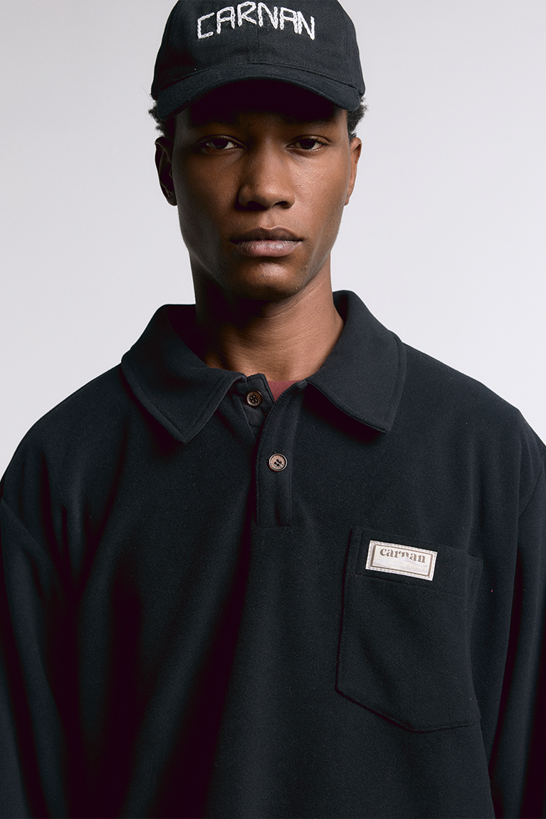 Fleece Rugby Polo - Black - hover