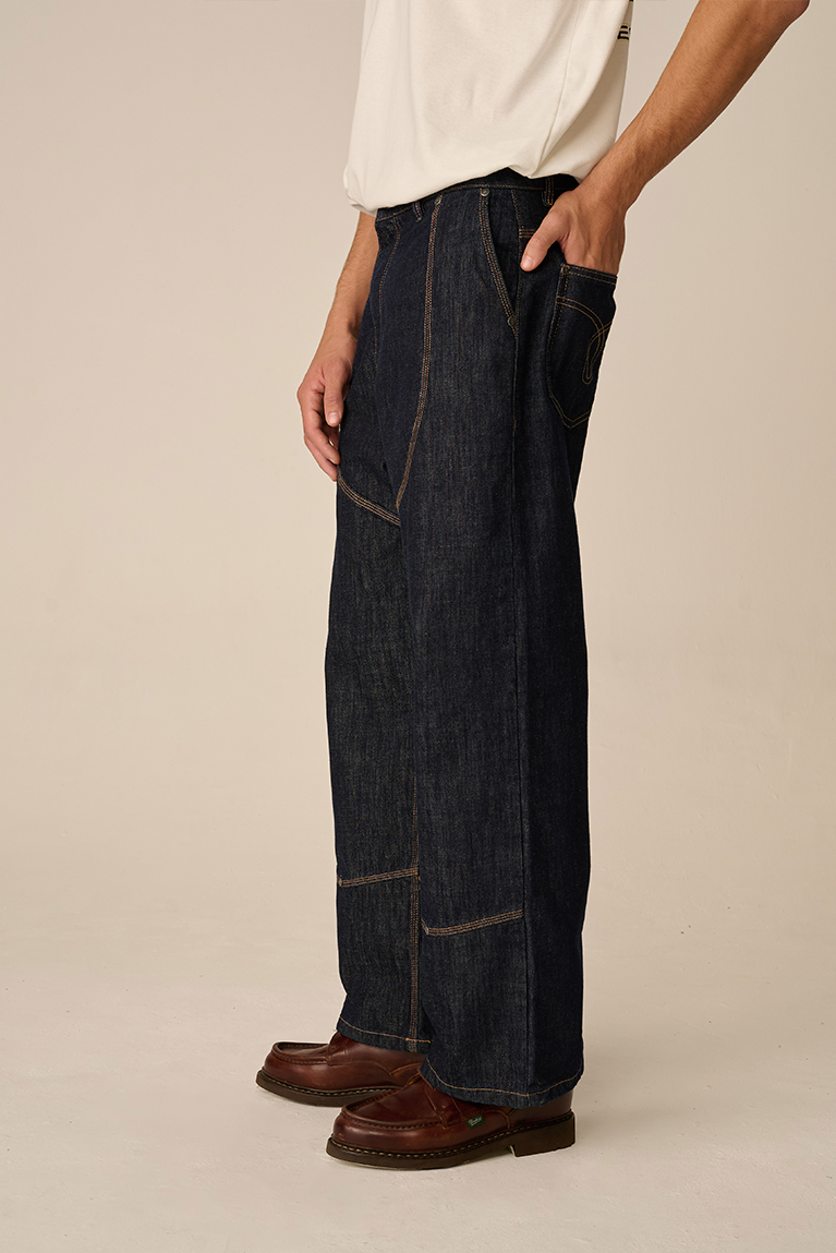 Double Knee Raw Denim Pants