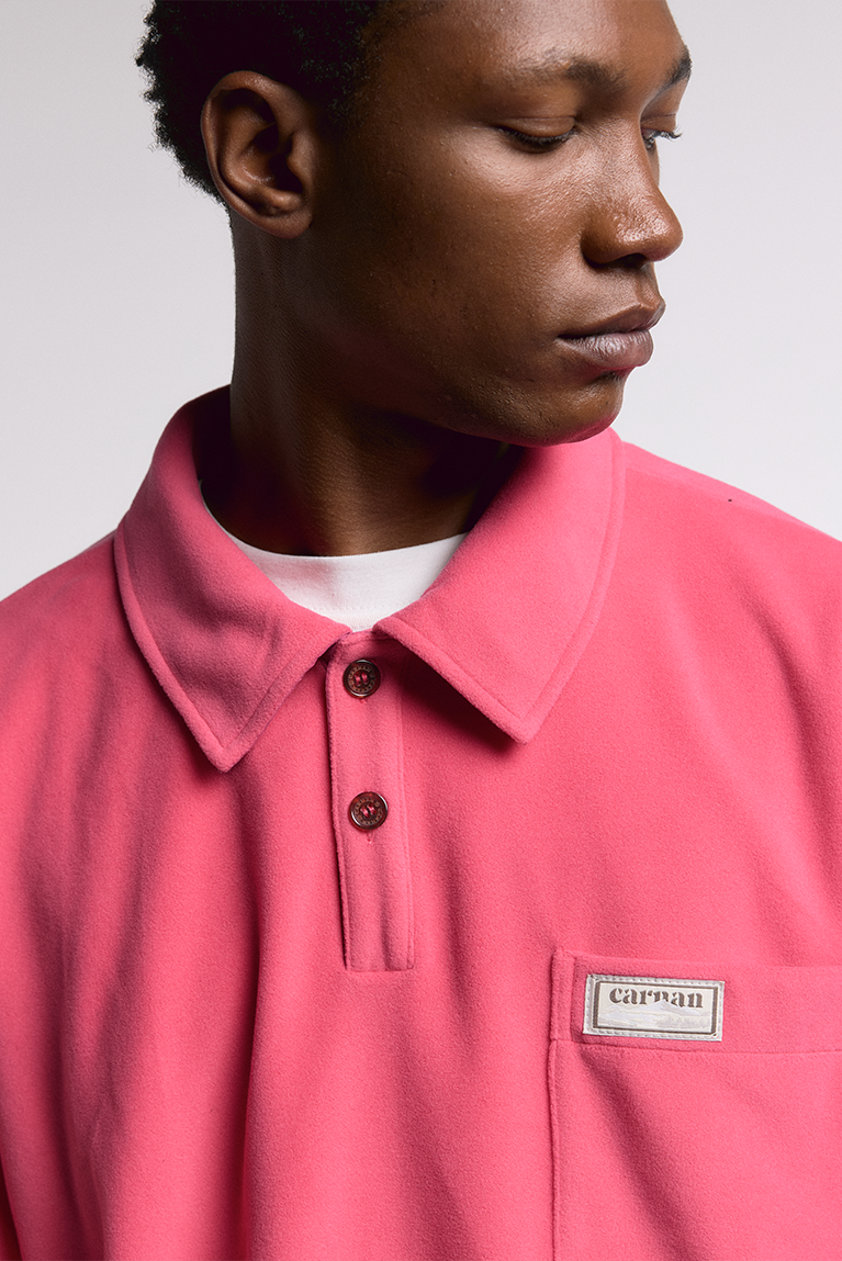 Fleece Rugby Polo - Pink