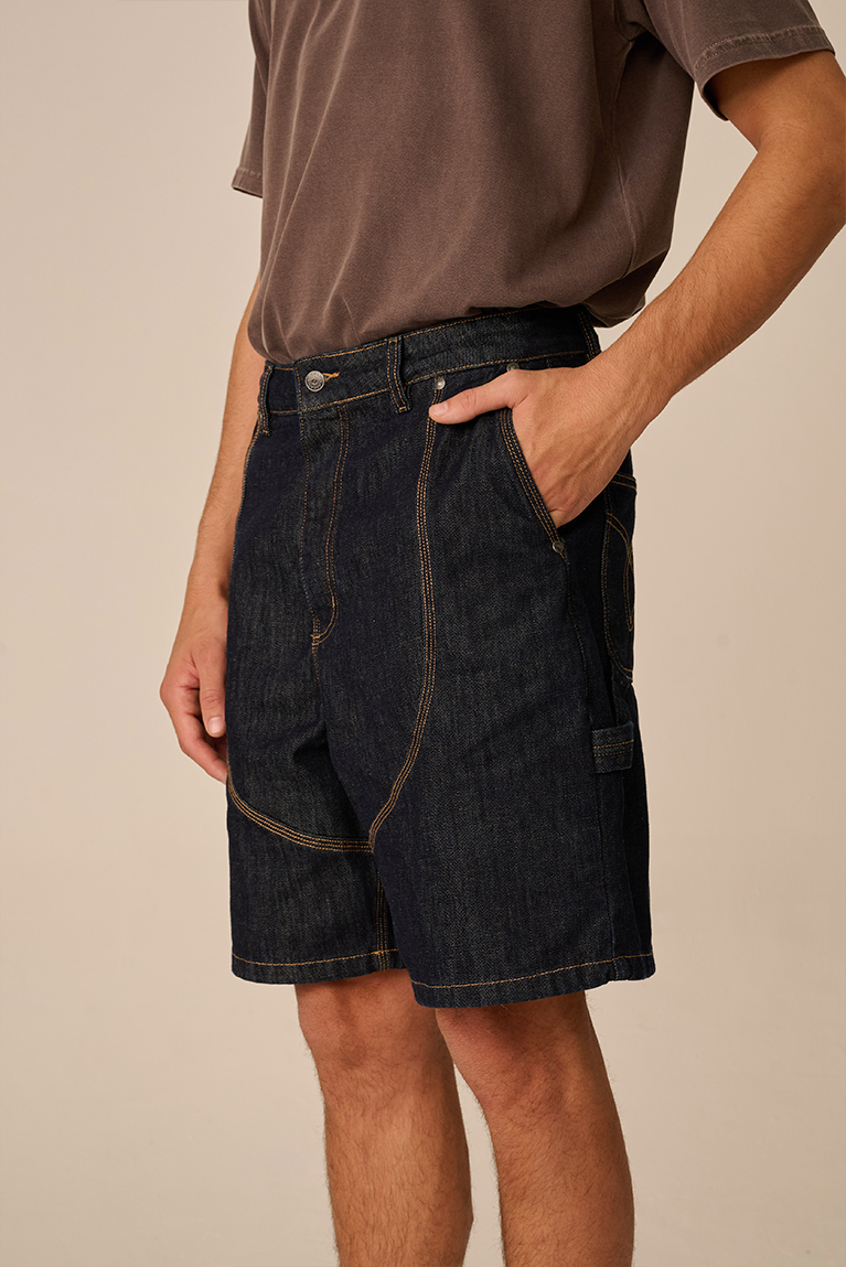 Double Knee Denim Shorts