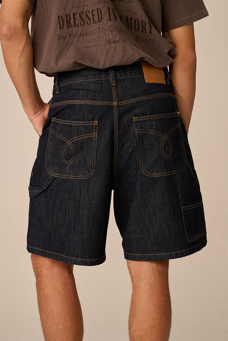 Double Knee Denim Shorts