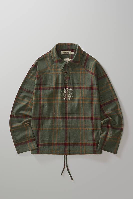 Carnan x Umbro Green Plaid Polo