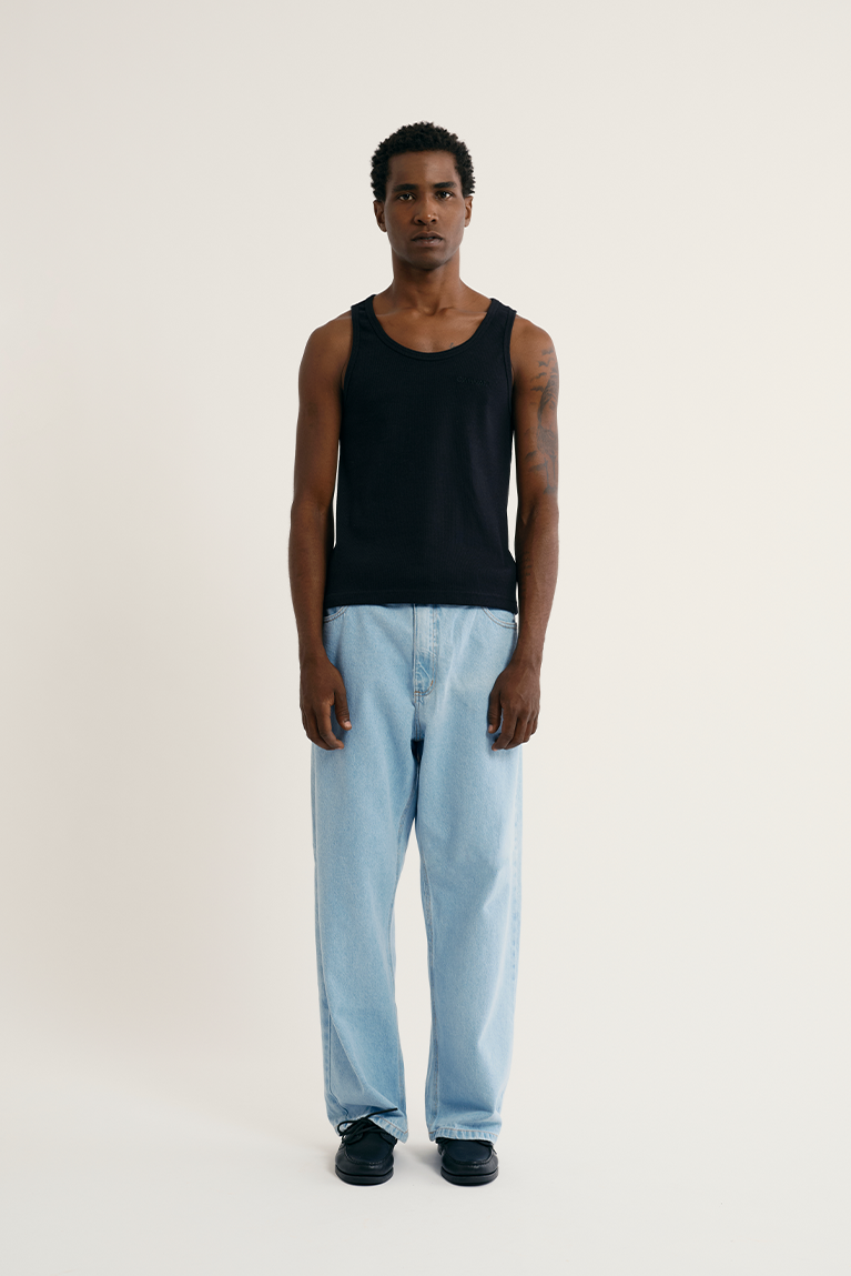 Standard Ribbed Tank Top - Black - hover