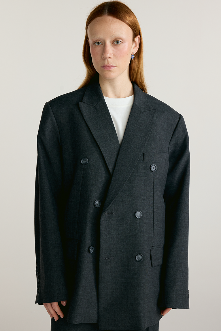 Standard Double Breasted Blazer - Black
