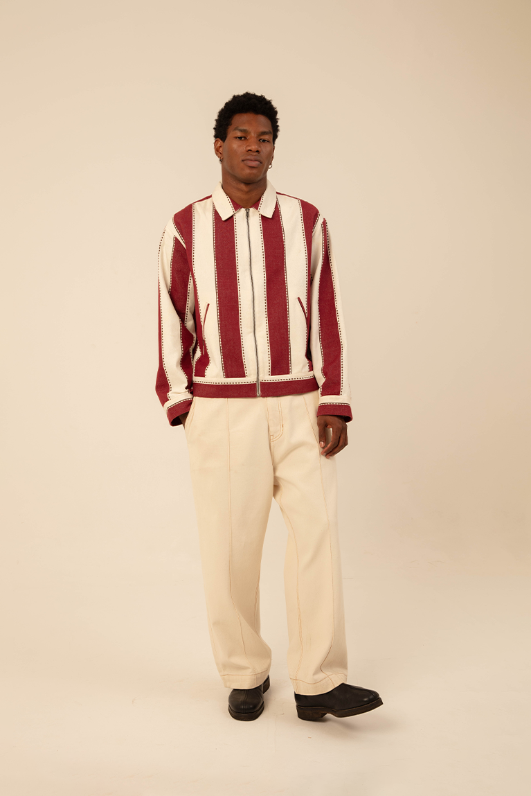 Jacquard Red Striped Jacket