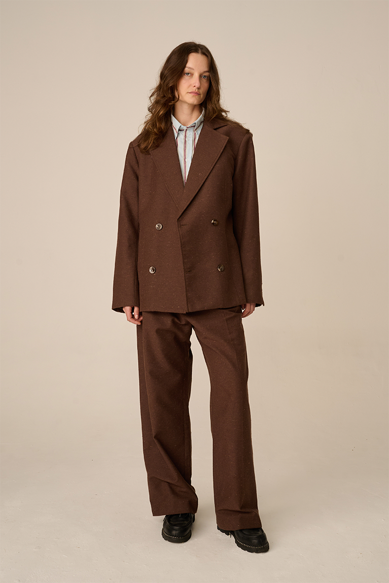 Double Breasted Blazer - Brown - hover