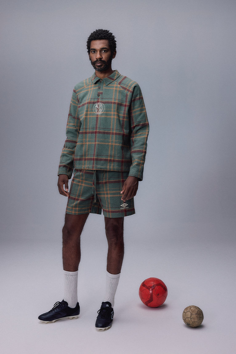 Carnan x Umbro Green Plaid Polo