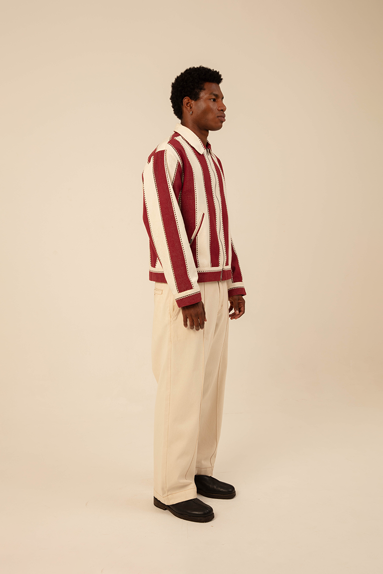 Jacquard Red Striped Jacket