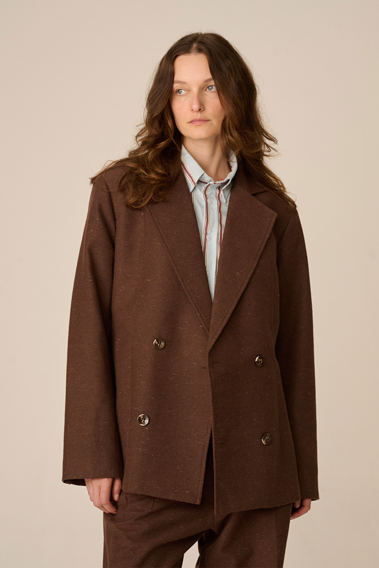 Double Breasted Blazer - Brown