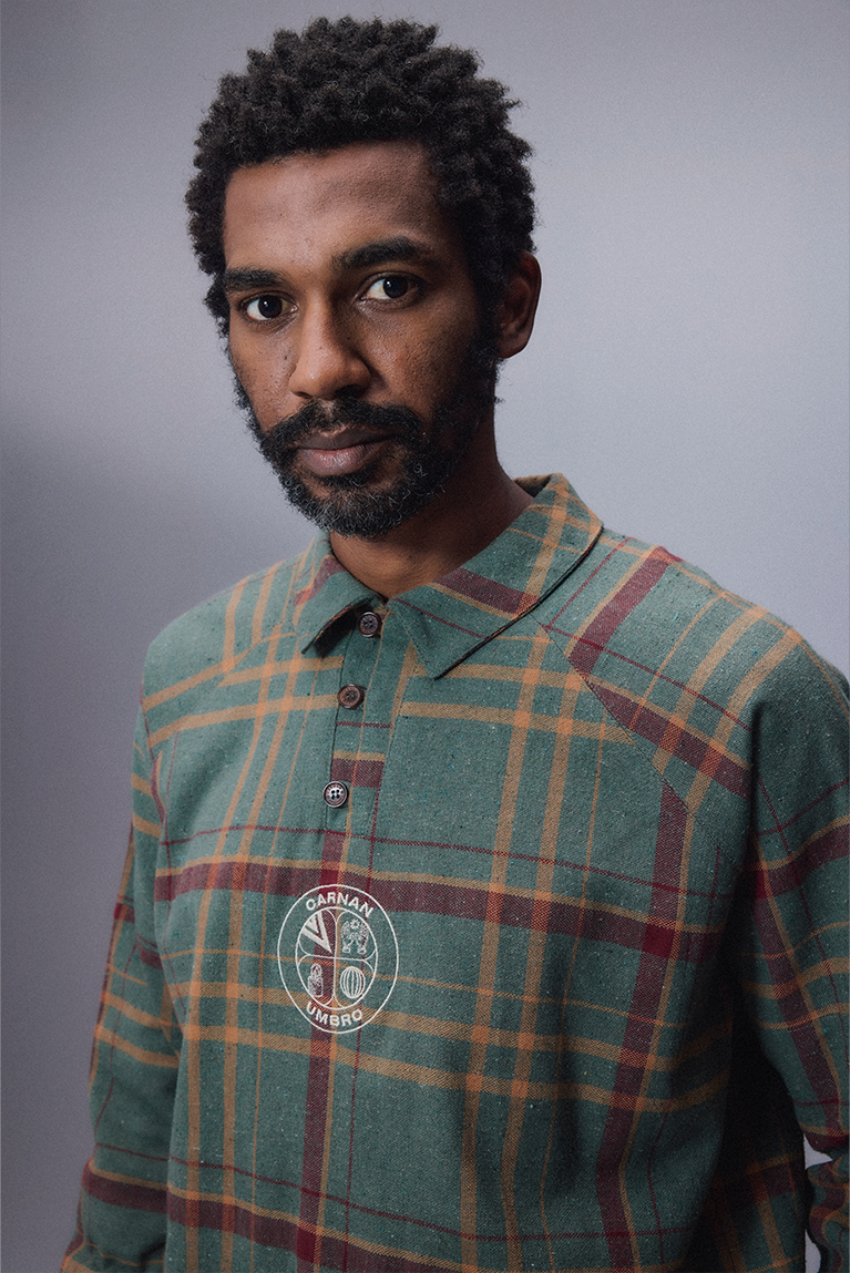 Carnan x Umbro Green Plaid Polo