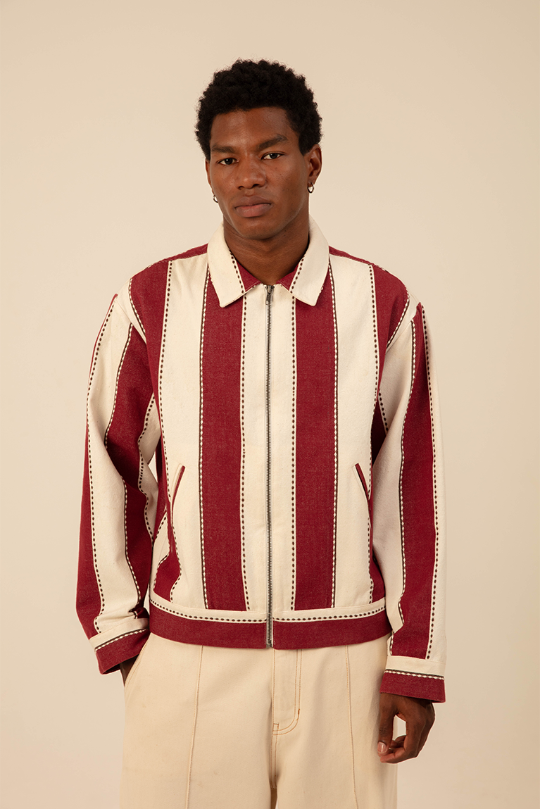 Jacquard Red Striped Jacket