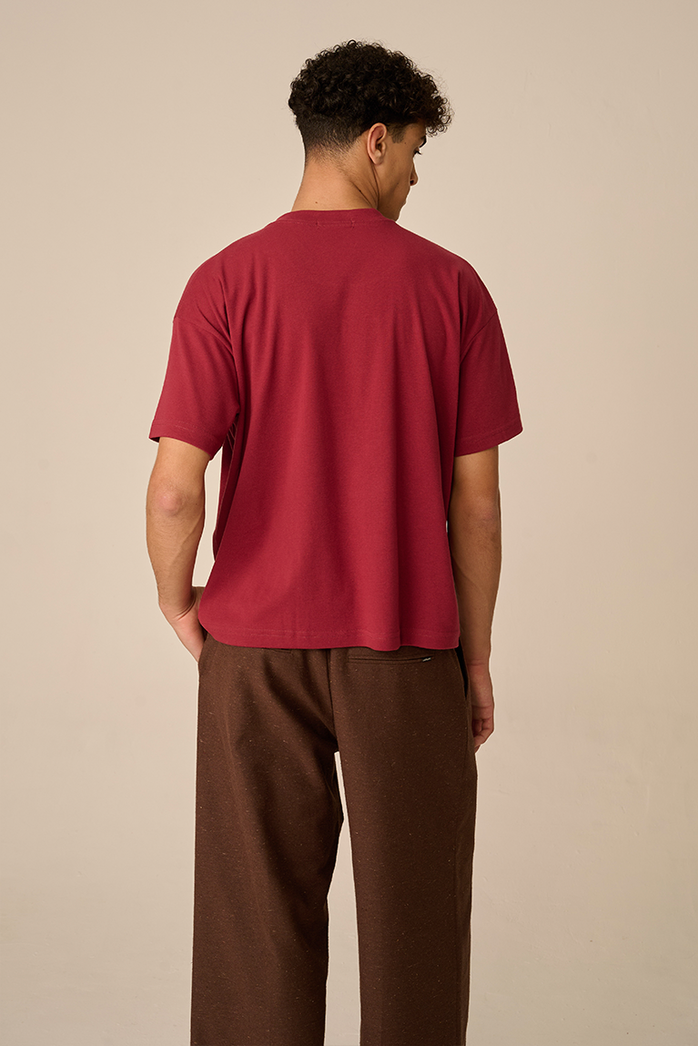 Ranch Painting Boxy Heavy T-shirt - Burgundy