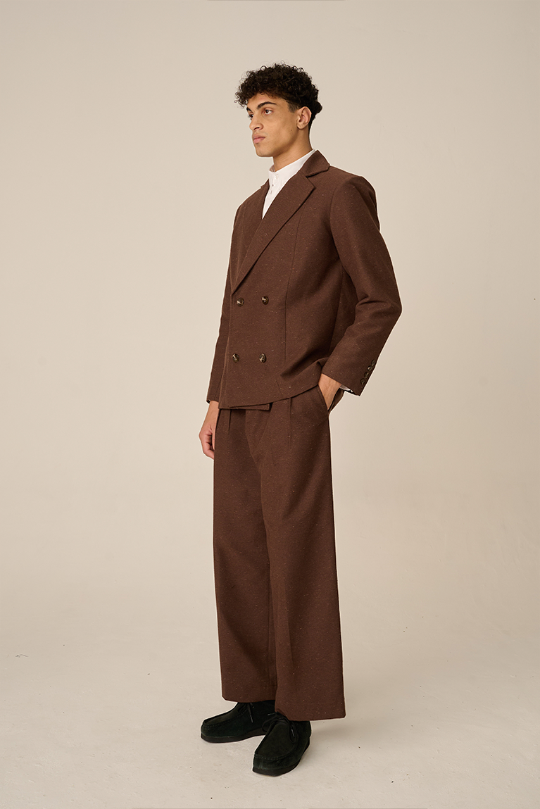 Double Breasted Blazer - Brown
