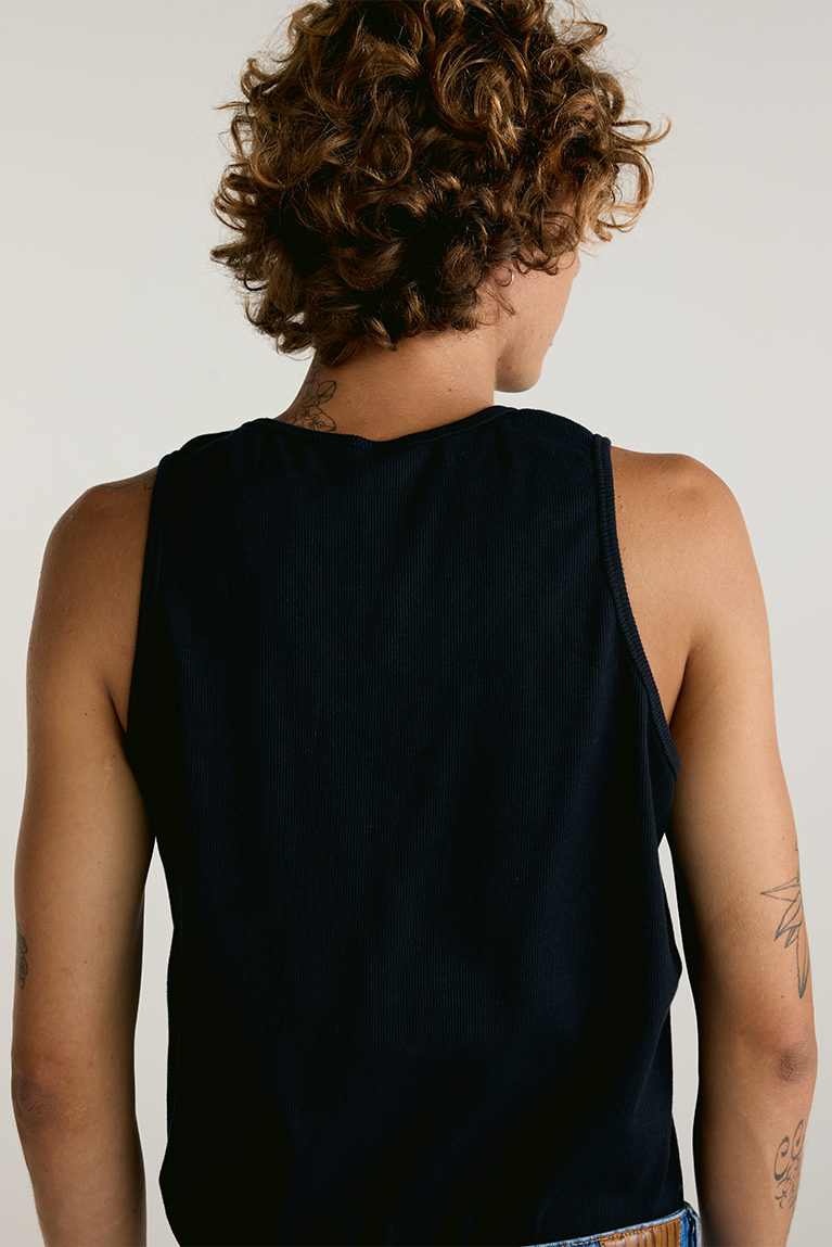 Standard Ribbed Tank Top - Black