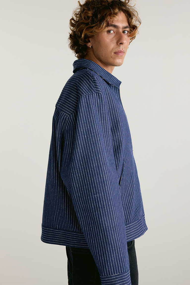 Pinstriped Navy Jacket
