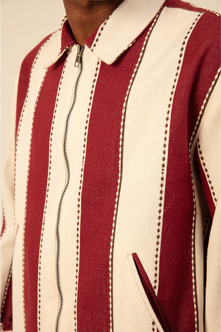 Jacquard Red Striped Jacket