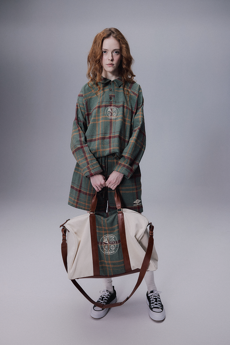 Carnan x Umbro Green Plaid Polo