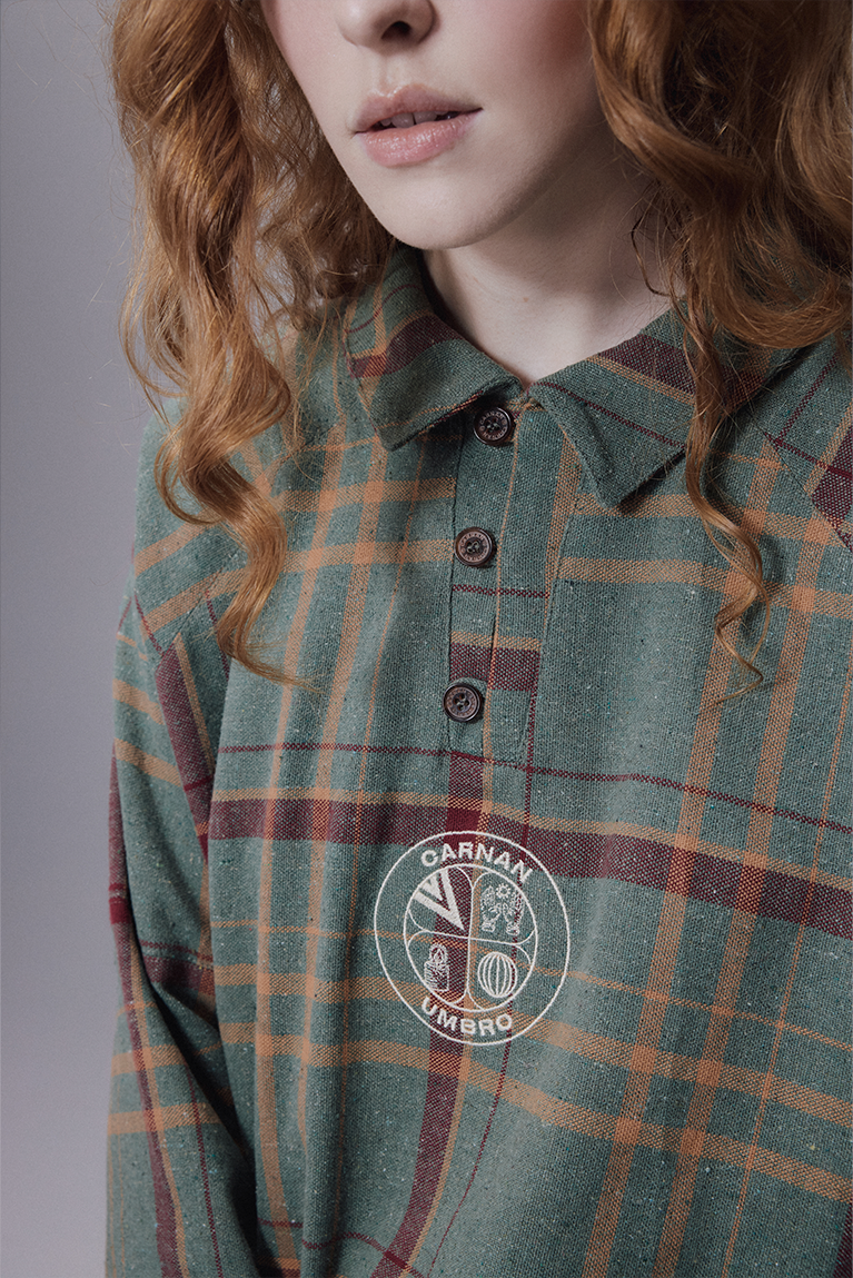 Carnan x Umbro Green Plaid Polo