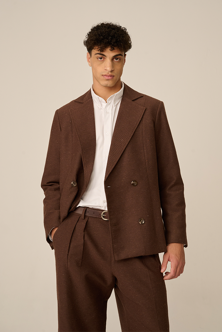 Double Breasted Blazer - Brown