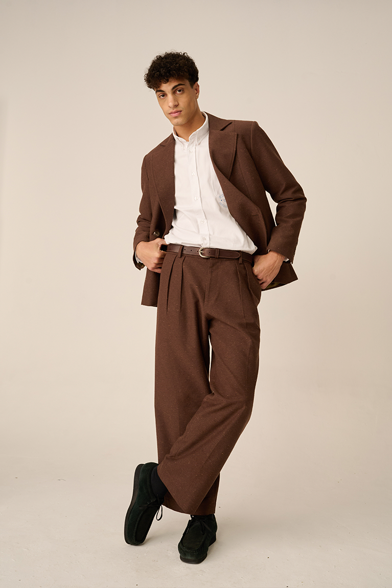 Double Breasted Blazer - Brown