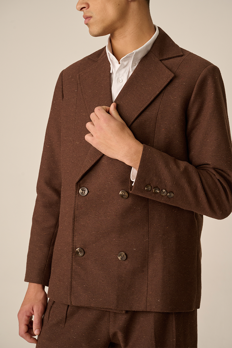 Double Breasted Blazer - Brown