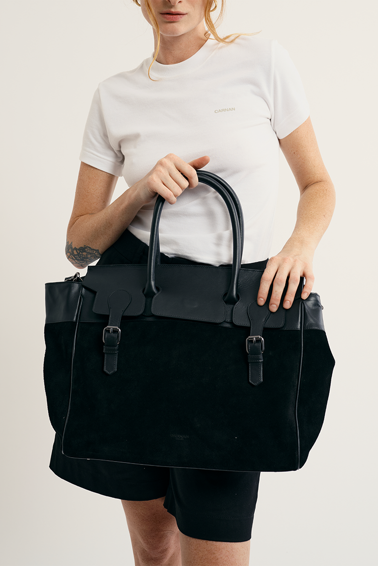Suede Buckle Bag - Black