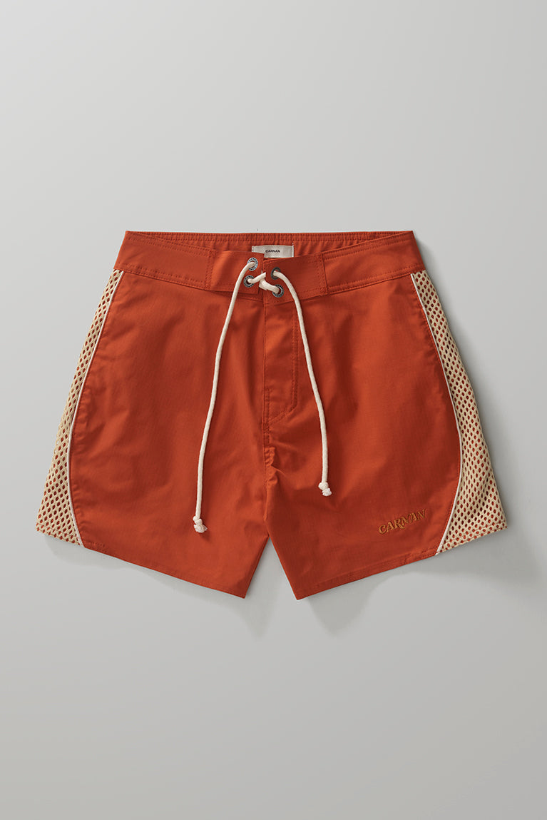 Curved Mesh Boardshorts - Terracotta