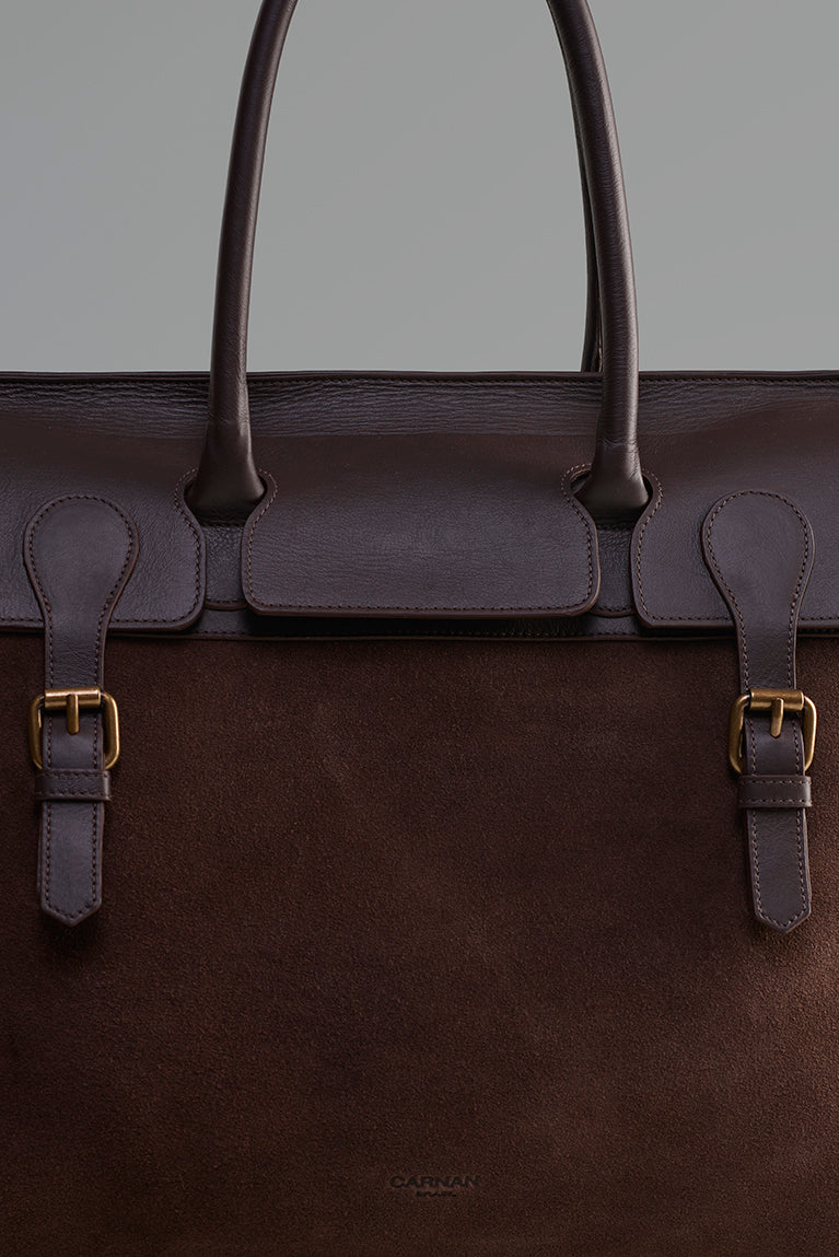 Suede Buckle Bag - Brown