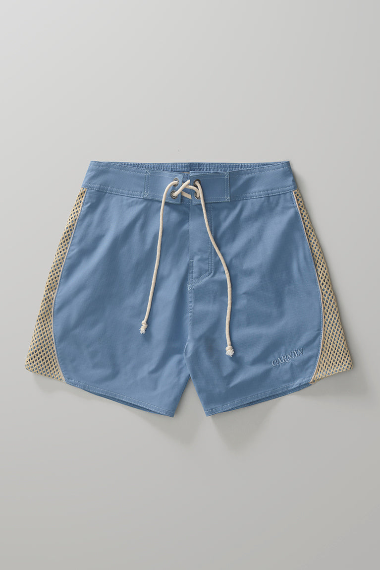 Curved Mesh Boardshorts - Light Blue