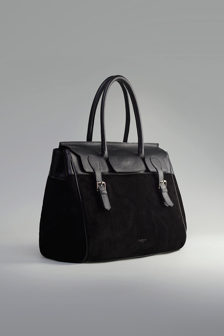 Suede Buckle Bag - Black