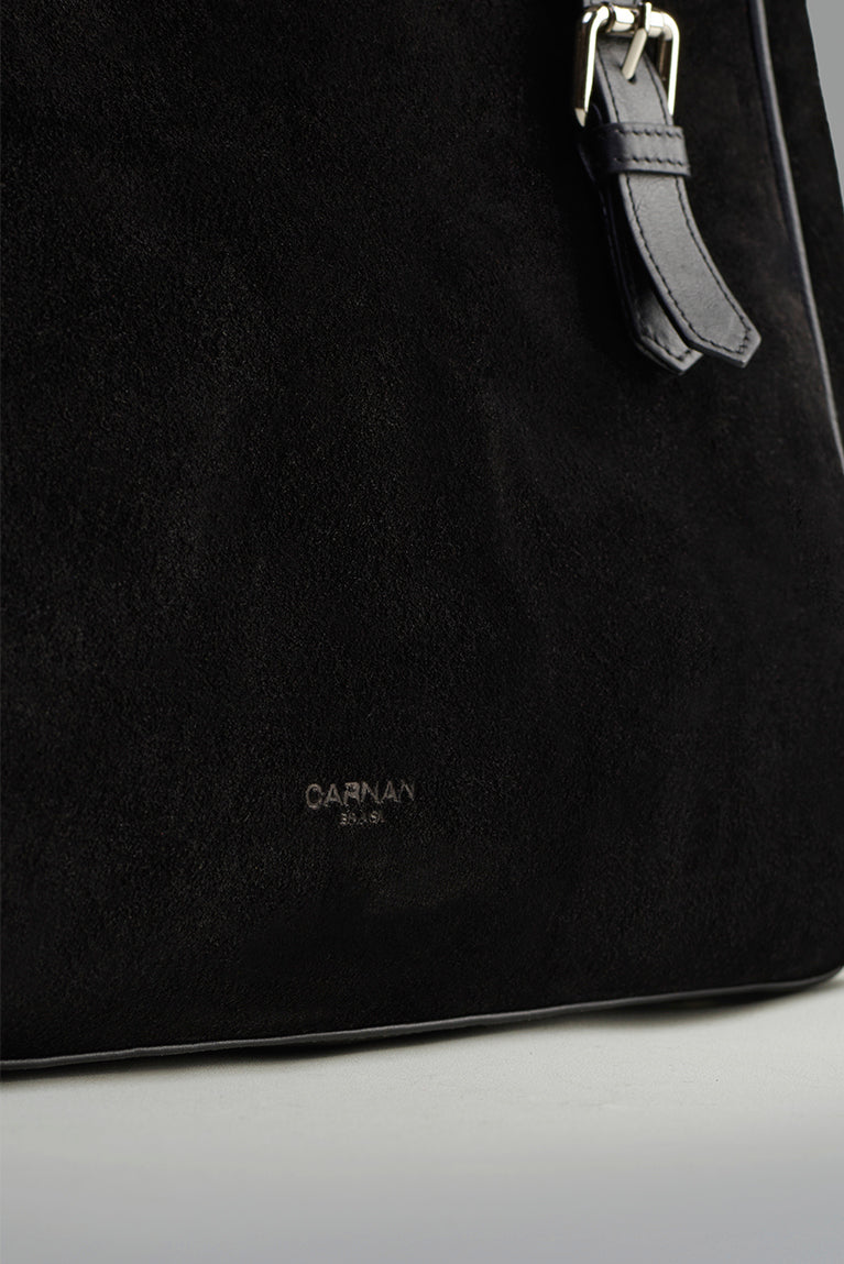 Suede Buckle Bag - Black