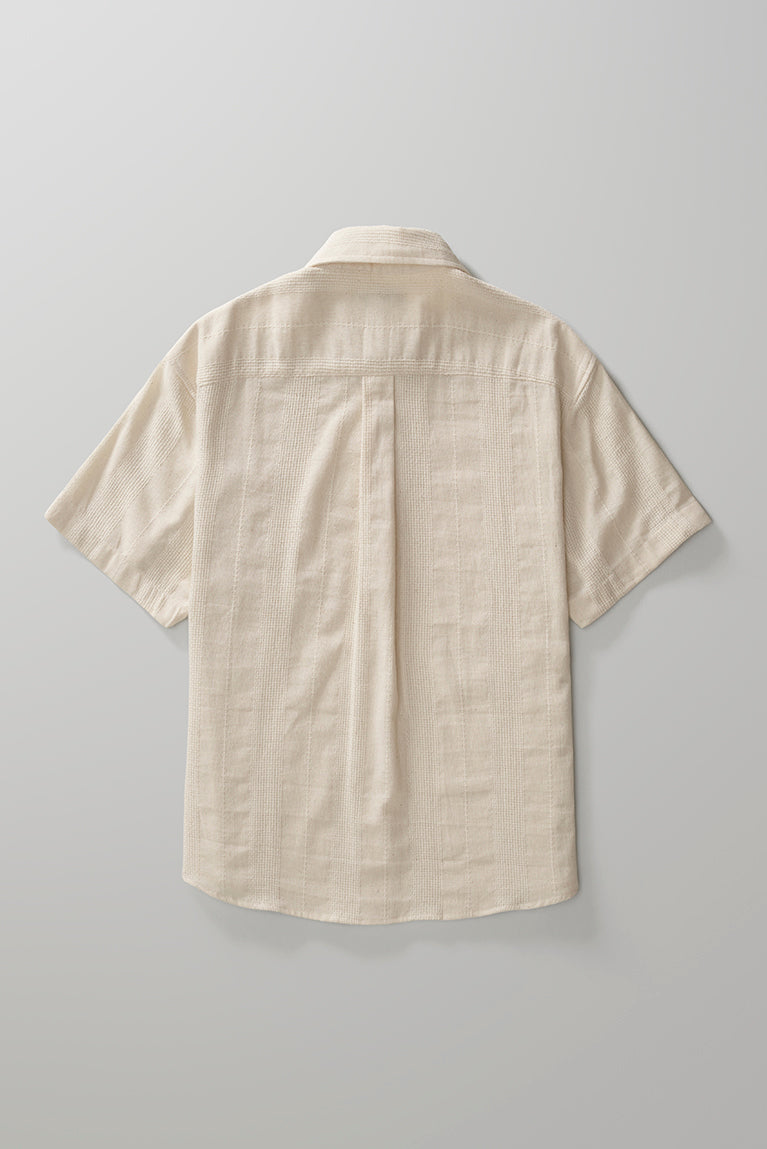 Textured Short Sleeve Shirt - Off