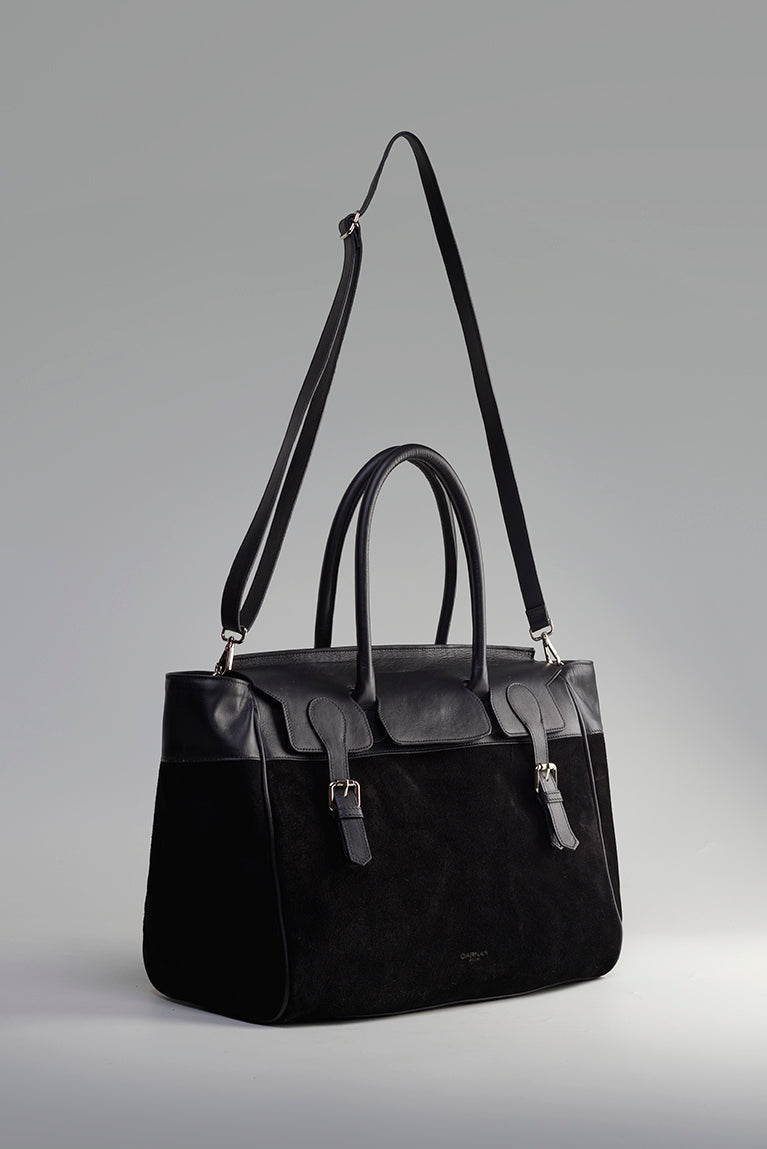 Suede Buckle Bag - Black