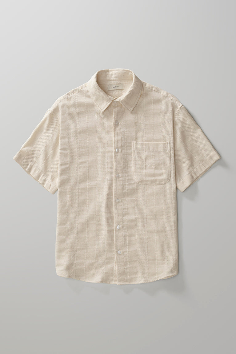 Textured Short Sleeve Shirt - Off