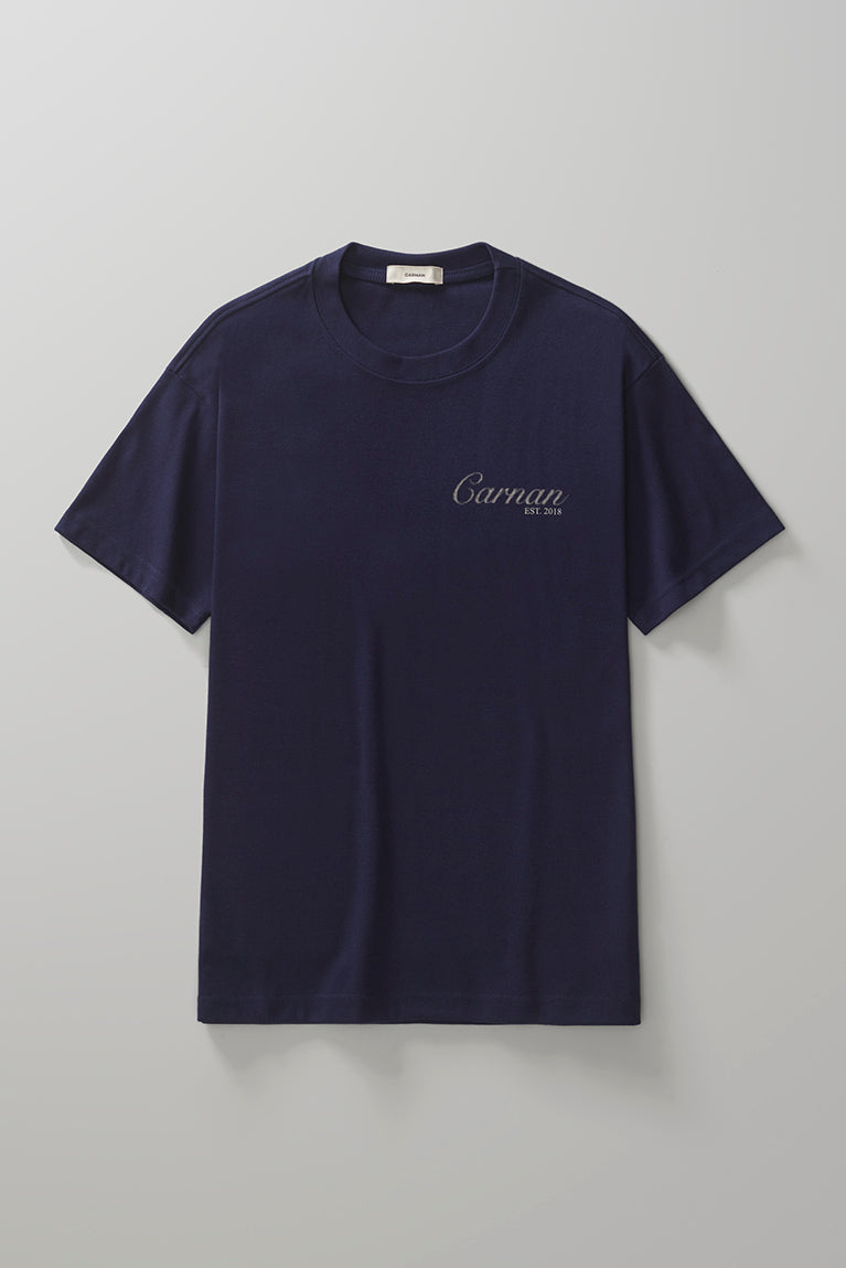Lace Stamp Heavy T-shirt - Navy