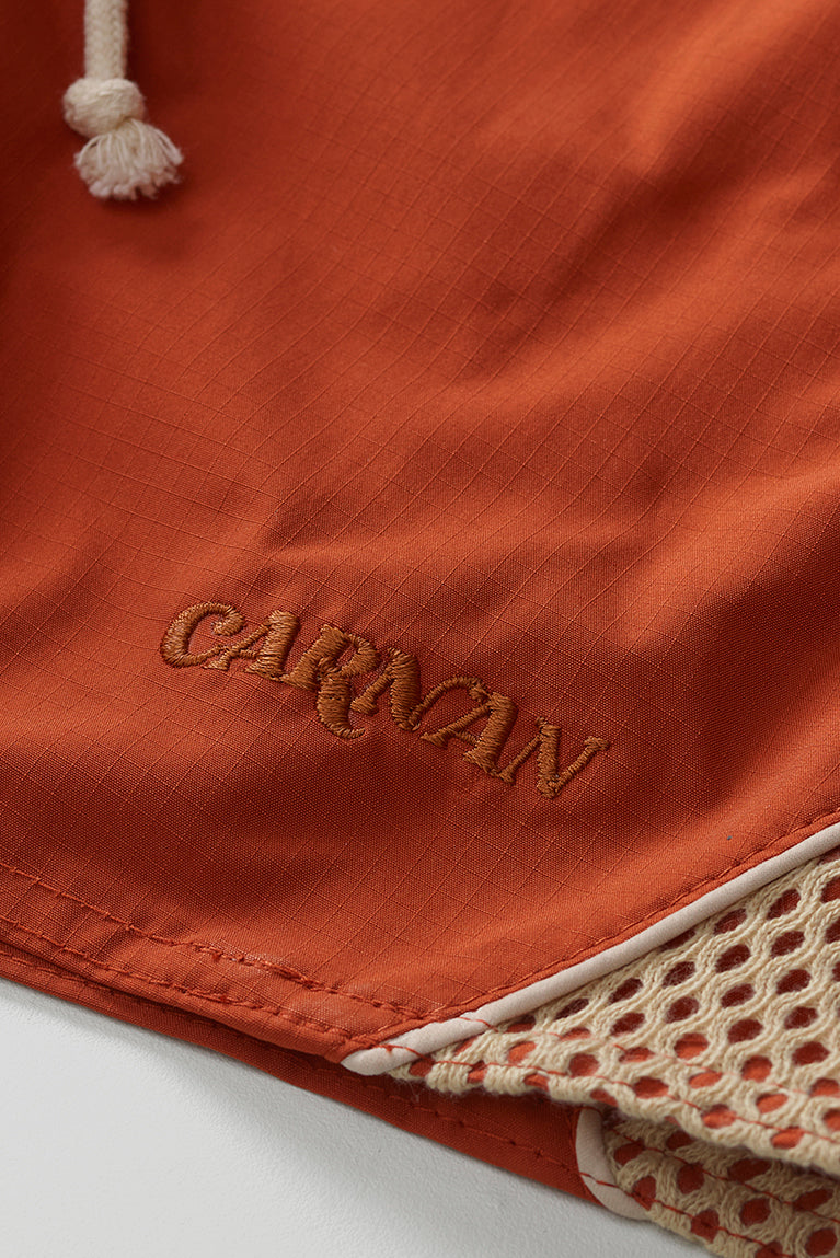 Curved Mesh Boardshorts - Terracotta