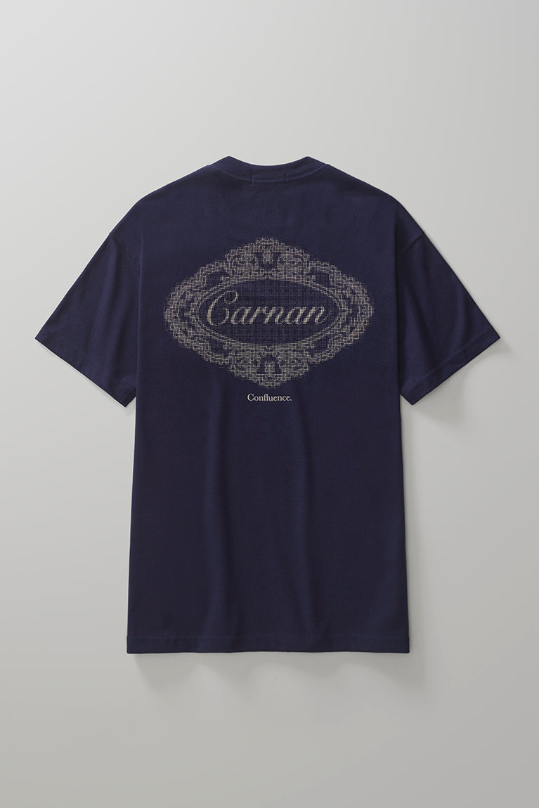 Lace Stamp Heavy T-shirt - Navy