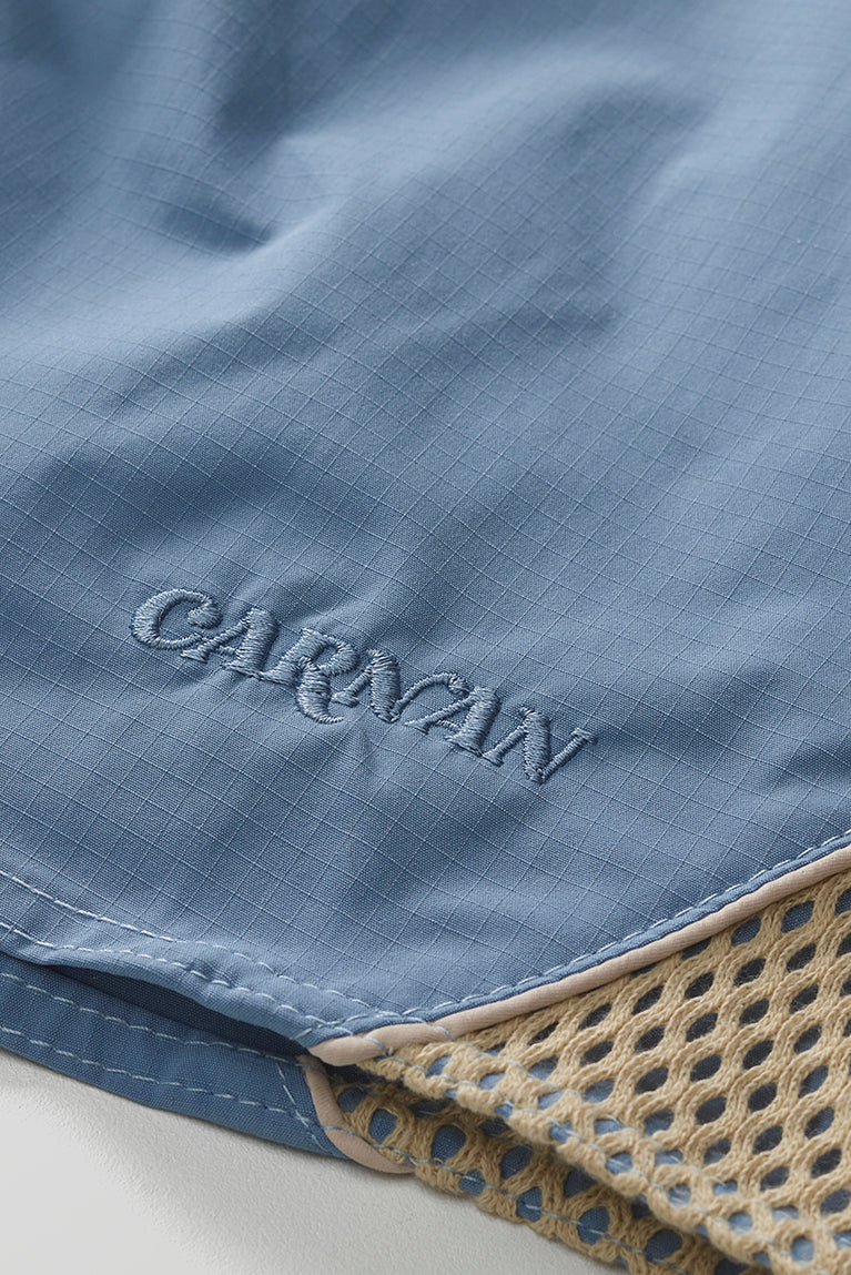 Curved Mesh Boardshorts - Light Blue