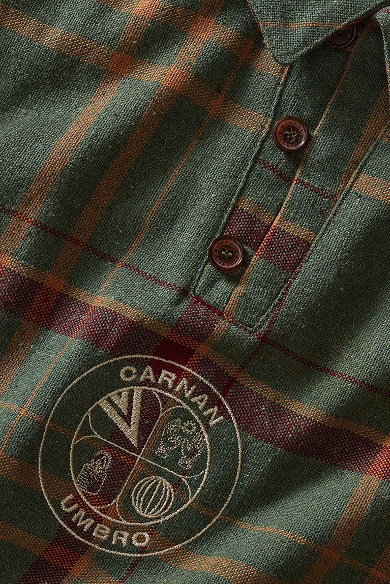 Carnan x Umbro Green Plaid Polo