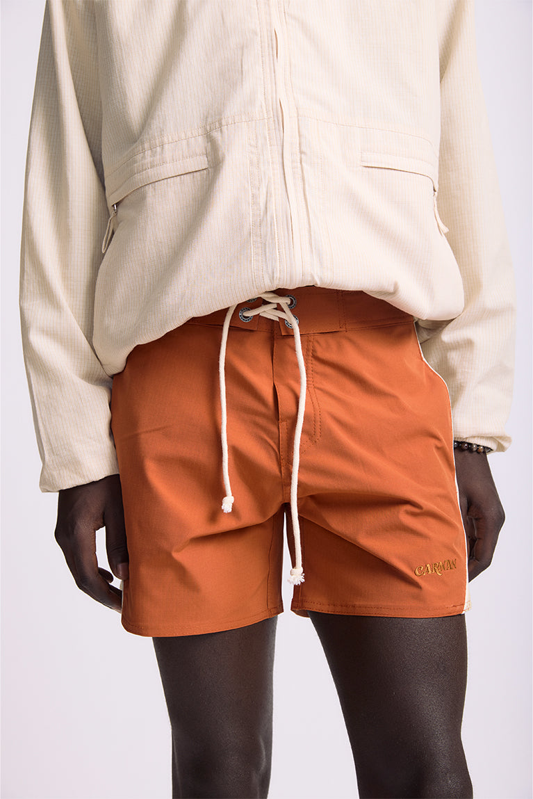 Curved Mesh Boardshorts - Terracotta
