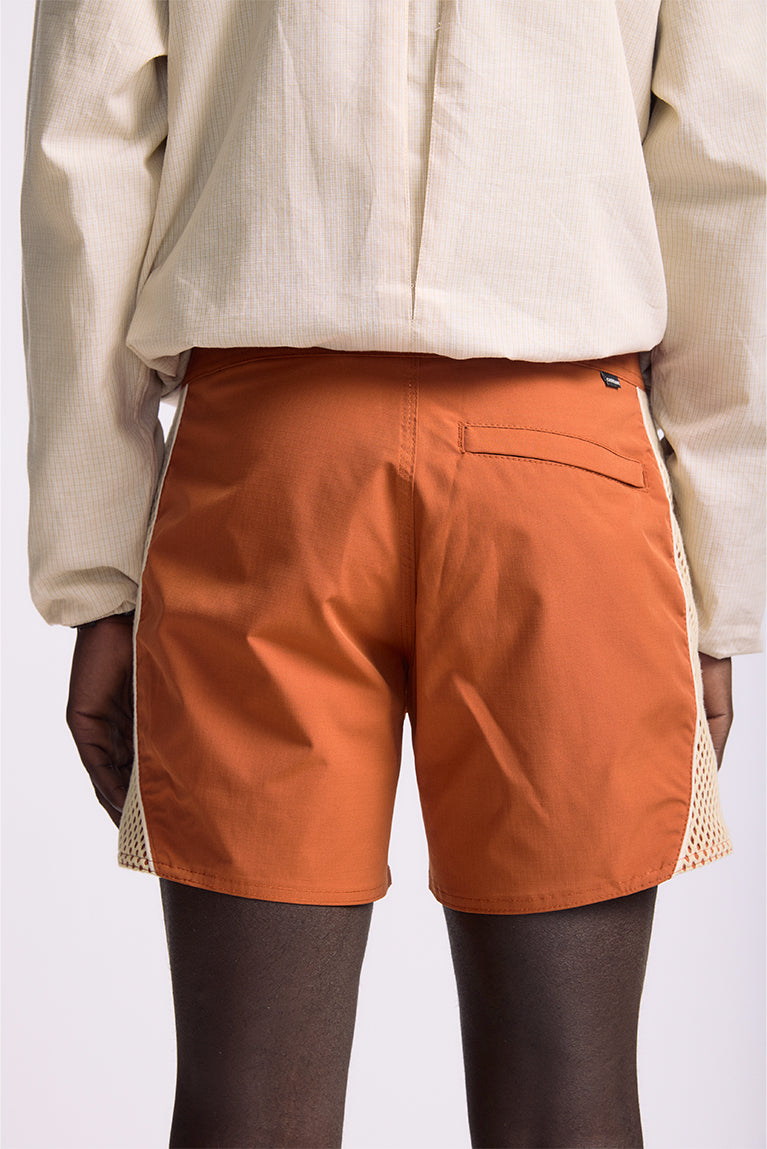 Curved Mesh Boardshorts - Terracotta
