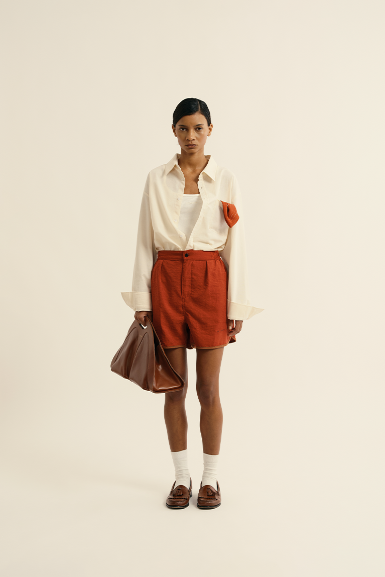Buttoned Volley Shorts - Red - hover