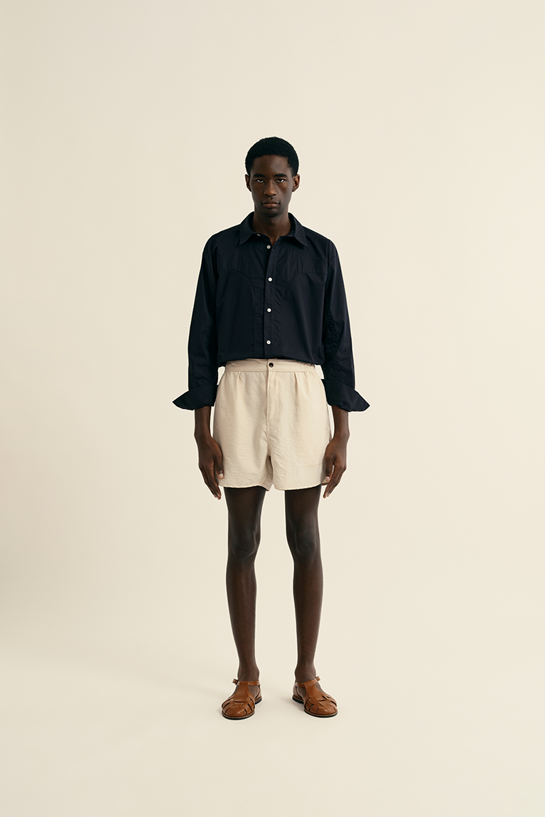 Buttoned Volley Shorts - Off - hover