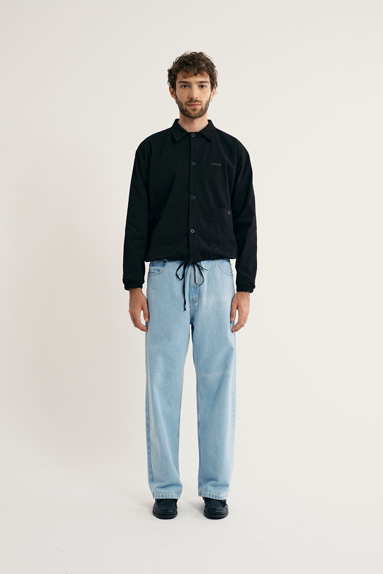 Seersucker Kaze Jacket - Black
