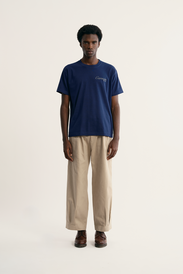 Lace Stamp Heavy T-shirt - Navy